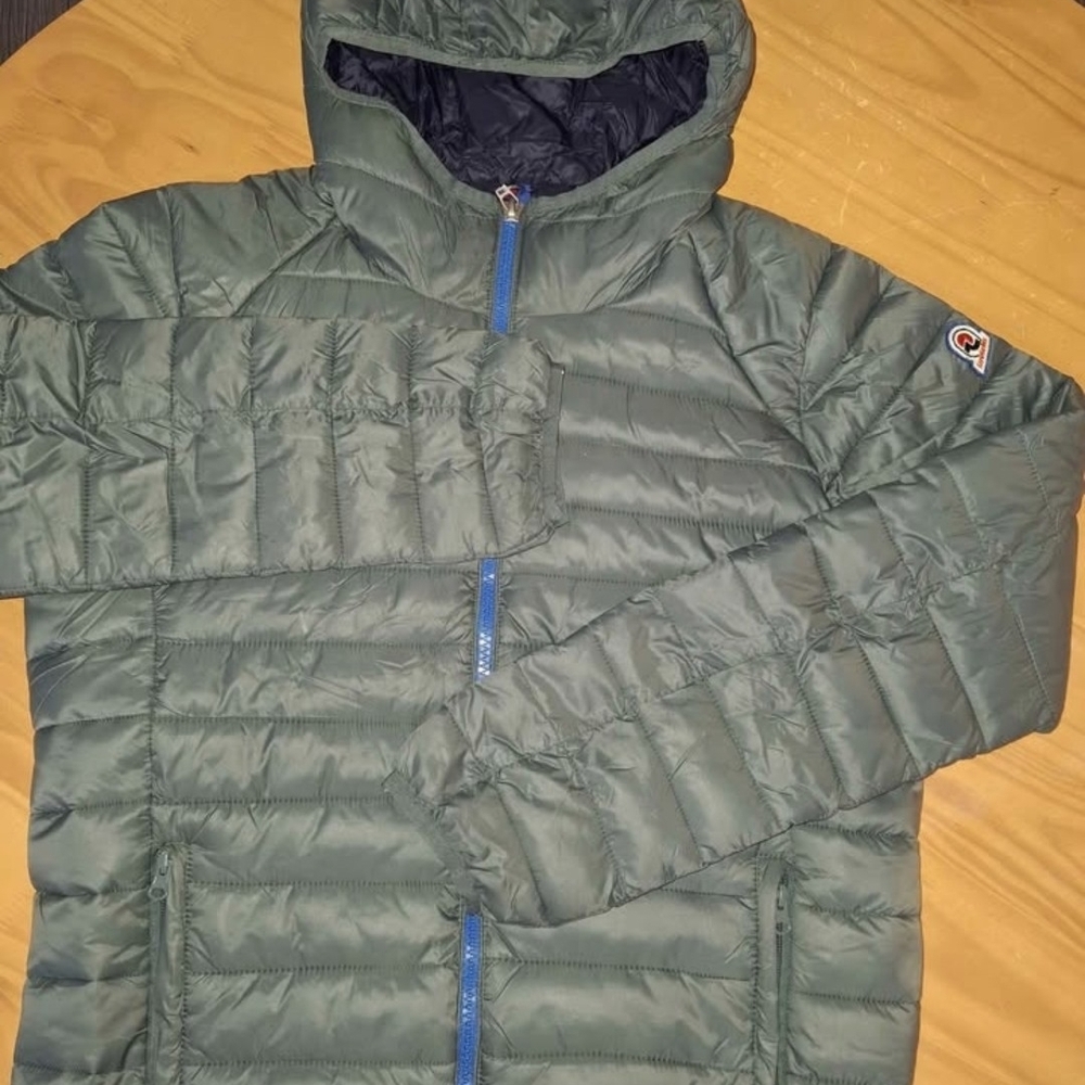 Invicta Green Puffer Jacket with Blue Trim